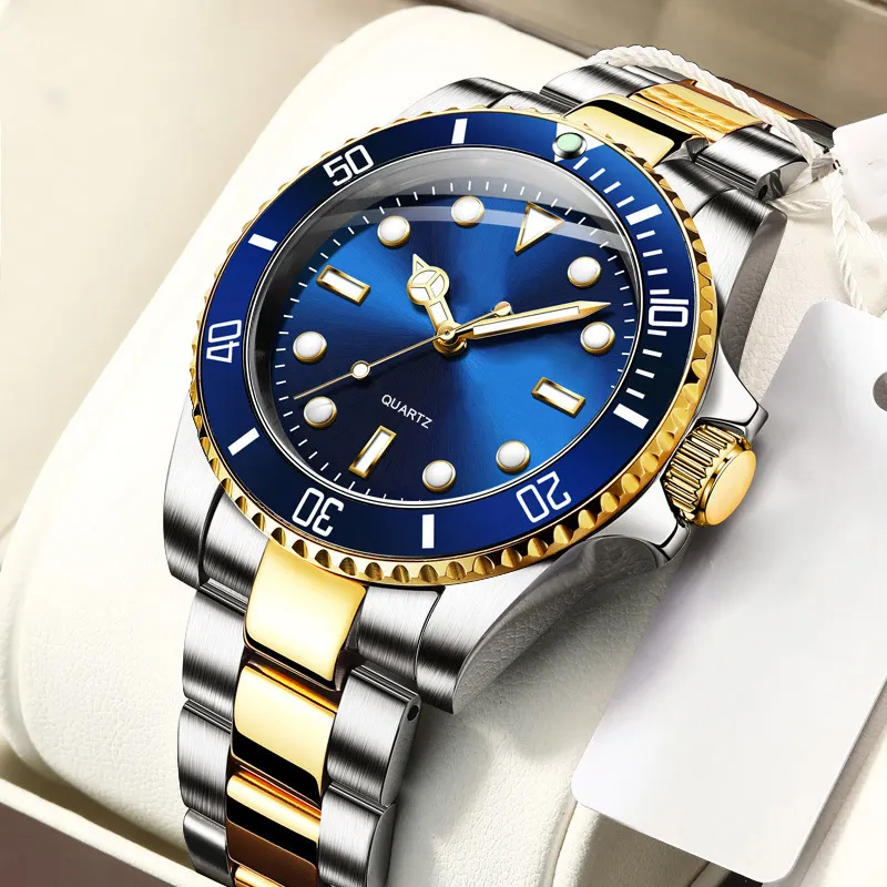 Jam tangan bisnis pria, arloji Stainless Steel desain klasik untuk lelaki