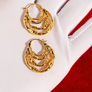 Pendientes de Aro Gruesos Multitrenzados de Acero Inoxidable Chapados en Oro de 18K, Hipoalergénicos, para Mujer - Product Image 4