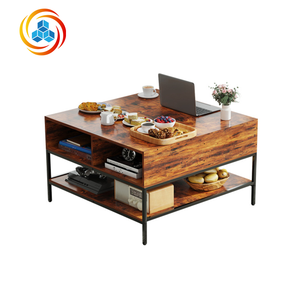 Flip-Top Farmhouse <b>Coffee</b> <b>Table</b> Storage Dark <b>Walnut</b> Black Metal 31.5" Lift-Top W/Hidden Compartment Eco-Friendly Easy Assembly - Product Image 1