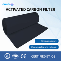 Rouleau de média filtrant à charbon actif 480G 350G, feuille filtrante en fibre noire pour l'élimination des COV, média filtrant au charbon ACF G3 G4