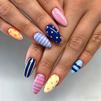 Faux Ongles à Presser 30 Pièces Vente en Gros Logo Personnalisé Couverture Complète Acrylique Amande Cercueil French Cat Eye Kit de Nail Art Fournisseur