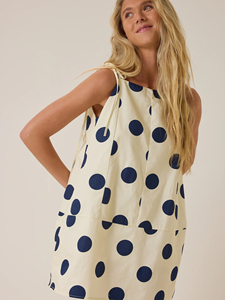 Robe Courte Halter à Pois Coupe Ample Sans Manches en Coton pour l'Été, Robe Décontractée à Ourlet Asymétrique en Tissu Respirant - Product Image 6