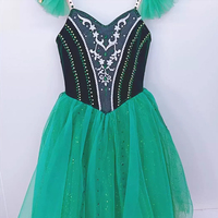 Jupe longue en gaze émeraude pour enfants, costume de danse moelleux pour spectacle, tenue professionnelle de performance