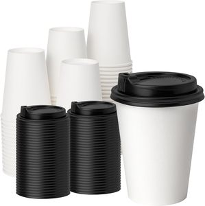 Vasos de Papel Negros de Doble Pared Desechables, Resistentes al Agua, con Tapa, para Café, Personalizables con Logotipo, Venta al Por Mayor - Product Image 1