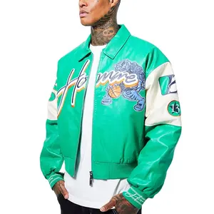 Giacche Letterman in finta pelle con ricamo Applique personalizzato giacca college in pelle PU da Baseball Street