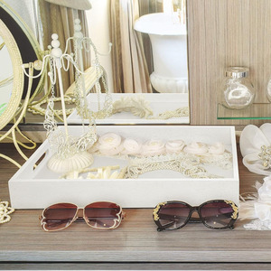 Vassoio di servizio in legno con manici in legno rettangolo decorazione ottomana vassoio di vanità per colazione bevande cucina pranzo soggiorno - Product Image 4