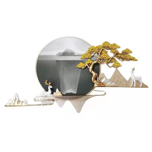 Arte mural en relieve 3D estilo chino Hongzun, pintura de paisaje circular para decoración de sala de estar y dormitorio - Product Image 5