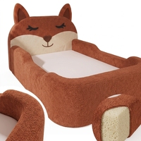 Canapé-lit pour enfants en forme de renard, rembourré, faible au sol, pour chambre et salle de jeux