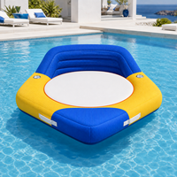 Île flottante gonflable personnalisée en PVC avec housse en tissu, centre en maille et porte-gobelets pour piscine