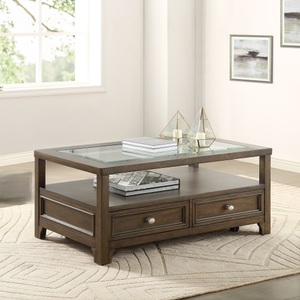 Mesa Consola Moderna con Acabado Marrón, Cajones, Estante, Superficie con Incrustaciones de Mármol, Altura Ajustable, Fácil de Limpiar, Mueble para Comedor/Sala de Estar - Product Image 1