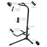 Vente en gros de haute qualité en métal noir musical électrique simple plié trépied guitare ukulélé support