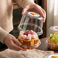 Boîte d'emballage transparente anti-graisse pour cheesecake basque de 4 pouces, avec bords surélevés, pour desserts à emporter, vente ambulante et usage domestique