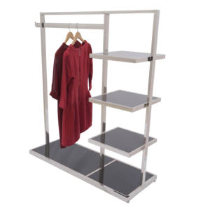 4 Tiers Stainless Steel and Wood Clothes <strong>Display</strong> <strong>Rack</strong> for Store Garment <strong>Display</strong> - Product Image 2