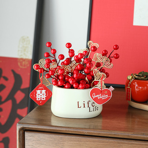 Décorations de fruits porte-bonheur, fleurs en soie rondes, décoration intérieure, salon, mariage, entrée, ornements, cadeaux de déménagement - Product Image 4