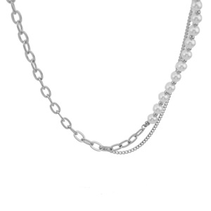 Simple Light Luxury <b>Titanium</b> Steel Spliced Pearl <b>Chain</b> Necklace Silver Plated Popular Men's Necklaces Fashion Jewelry Wholesale - Product Image 6