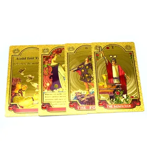 Tarjetas de Tarot doradas con impresión personalizada, 78 unidades, oráculo, ángeles, dorado