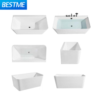 Baignoire moderne et simple en acrylique pour deux adultes avec mitigeur et douche, baignoire spa de luxe à encastrer, baignoire autoportante