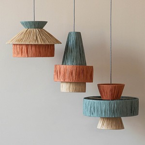 Lustre japonais rétro Wabi Sabi, luminaire suspendu rond à LED pour salon et salle à manger - Product Image 2