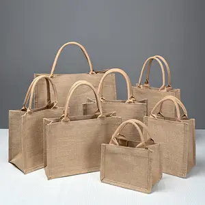 Sacola promocional de juta com logotipo personalizado sacola de compras reciclada ecológica sacola de publicidade simples
