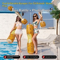 Aufblasbares PVC-Wasserstoßstangen-Set für den Außenpool mit Holzmuster, für Erwachsene und Kinder, 100-500 kg Tragkraft, für Zuhause