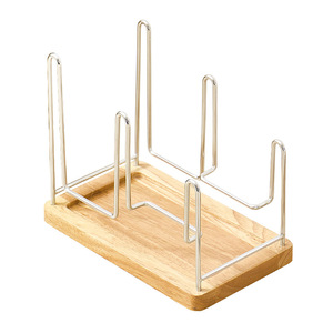 Ripai Stainless Steel Dish Rack With Wooden Base Quick Dry <b>Kitchen</b> Countertop <b>Storage</b> Plate Bowl Drainer - Product Image 2