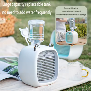 พัดลมไอเย็นแบบตั้งโต๊ะขนาดเล็ก <span class=keywords><strong>พ่น</strong></span>ละอองน้ำ 3 ระดับลมแรง ใช้พอร์ต USB ดีไซน์รูปสุนัขจิ้งจอก วัสดุพลาสติก สำหรับใช้ในบ้านและสำนักงาน - Product Image 4