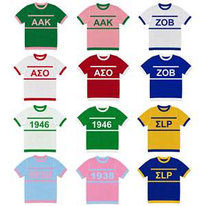 Suéter de <span class=keywords><strong>punto</strong></span> personalizado verde griego y rosa, estilo casual, cuello redondo, manga corta, para verano, para <span class=keywords><strong>mujer</strong></span>, de hermandad - Product Image 5