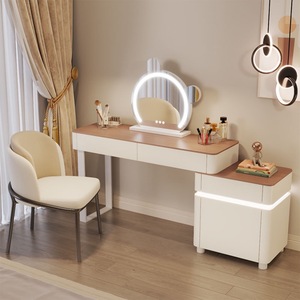 Nordic Style Makeup <b>Vanity</b> With Led <b>Mirror</b> And Storage Drawers For Bedroom - Product Image 1