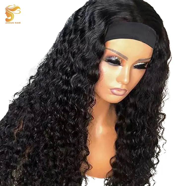 Aosun Wholesale Free Headband For Wig Kinky Curly Headband Wig, Virgin Wigs For Black Women, Cheap Headband Wig Human Hair