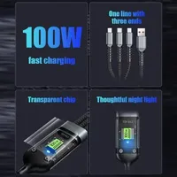 Harga Pabrik Kabel USB Pengisian Cepat LED 5A Universal 100W Bercahaya di Malam Hari, Tembaga Murni untuk Ponsel, Printer, Komputer, Android-Type-C