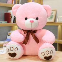 Ensemble de peluches ours en peluche mignonnes en forme de famille, animaux en peluche doux avec nœud papillon et patte brodée en forme de cœur