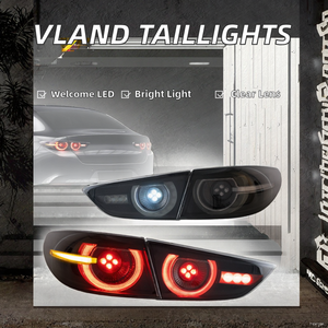 VLAND New Condition 12V Dynamic Welcome LED Luces traseras Lente transparente Rojo Amarillo para 2019-2023 <span class=keywords><strong>Mazda</strong></span> <span class=keywords><strong>3</strong></span> Axela <span class=keywords><strong>Sedan</strong></span> - Product Image 2