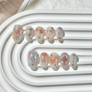 Vente chaude Ins presse sur les ongles Support boîte d'emballage Logo personnalisé en gros de haute qualité 10 pièces <span class=keywords><strong>faux</strong></span> ongles avec onglets adhésifs - Product Image 4