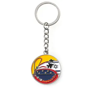 Custom Soft Enamel Aircraft Airplane Circle Metal Key Chain Logo