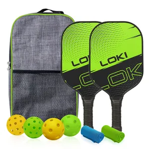 OEM Usapa Approved Loki Paddle Pickleball Set With 2 Pro Pickle Ball Paddles 1 Large Back Pack 4 Balls 2 Towels