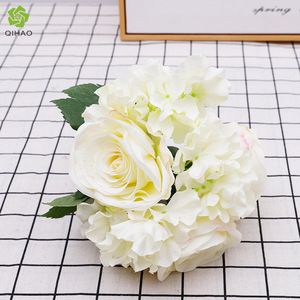 QIHAO <b>Artificial</b> Roses And Hydrangeas Silk Flower <b>Bouquet</b> For Wedding Home Decor High Simulation Durability - Product Image 2