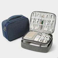 Sac de rangement électronique avec fermeture éclair pour câbles, chargeurs, batterie externe, séparateurs rembourrés amovibles, design portable et décontracté