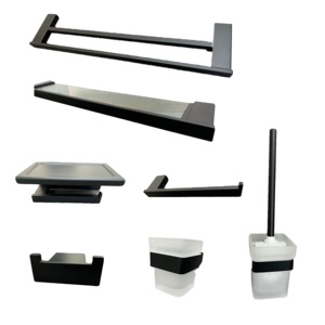 Ensemble de salle de bain en acier inoxydable noir mat pour la décoration des toilettes - Product Image 1