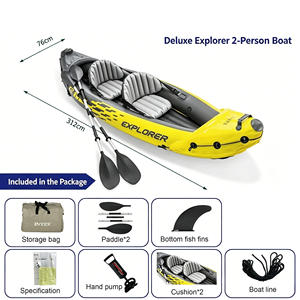 Kayak <span class=keywords><strong>de</strong></span> pêche gonflable INTEX pour 2 personnes, double pagaie, PVC <span class=keywords><strong>de</strong></span> 0,75 mm d'épaisseur, bateau gonflable <span class=keywords><strong>de</strong></span> 3,1 à 4 m, bateau gonflable en PVC, cadeau - Product Image 2