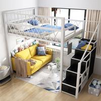 Platzsparendes Multifunktionales Metall-Hochbett mit Schreibtisch unter dem Bett, Robuster Eisenrahmen Etagenbett