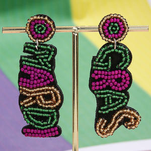 Pendientes tejidos máscara de Carnaval flor langosta flecos Color cuentas de arroz pendientes colgantes para mujeres Uionen 1857 - Product Image 5