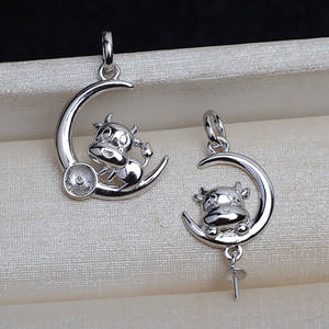 Pendentif en argent S925 avec plateau vide pour perles de 6-8 et 7-13 mm, accessoires de bijoux DIY pour femmes, zodiaque 4036 - Product Image 2