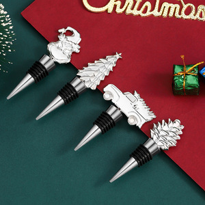 Christmas <b>Bottle</b> Stoppers Metal Wine Stopper Set Christmas Tree Pine Cone <b>Elf</b> Car Design Decorative Gift - Product Image 5