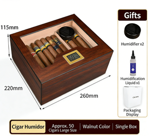 Kotak Humidor Cerutu Kayu Cedar Vintage Berkualitas Tinggi Buatan Tangan dengan Humidifier dan Hygrometer - Product Image 6