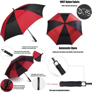 Parapluie de <span class=keywords><strong>golf</strong></span> double couche haute qualité, coupe-vent, ouverture manuelle, grande taille, incassable en fibre de verre, style classique en pongé - Product Image 2