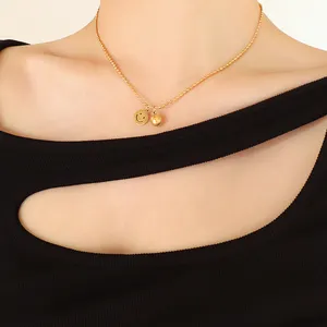 Nouveau Design tendance femmes or 18K collier cloche en acier titane bijoux perle chaîne sourire mode pendentif collier