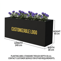 Jardinière rectangulaire en métal pour extérieur, finition poudrée, taille et logo personnalisés pour jardin et hôtel