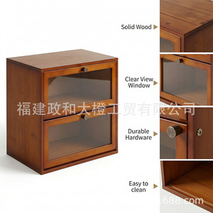 Boîte à pain en bambou double couche Xinsheng avec panneau transparent, grande capacité, pour la cuisine - Product Image 5
