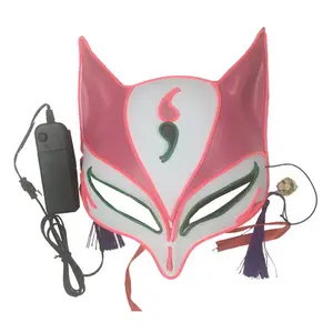 LED Glowing Cat Face Mask For Women Demon Slayer Cold Light Fox