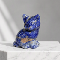 Figurine de chat en pierres précieuses naturelles mélangées, sculptée à la main, statue de chat en cristal, pierre de guérison, sculpture animale pour la décoration intérieure et cadeau Reiki
